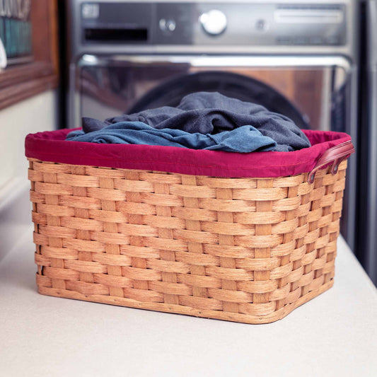 Medium Wicker Laundry Basket | Vintage Amish Handwoven Storage Plain
