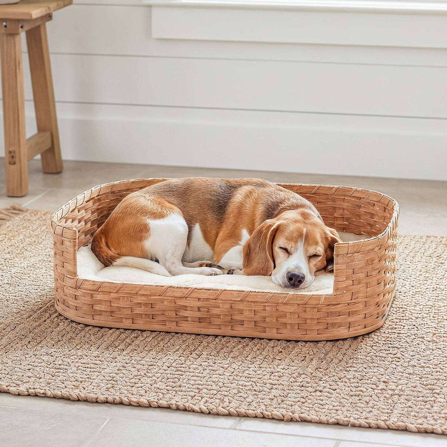 Medium Wicker Dog Bed | Amish Woven Pet Bed Basket Plain