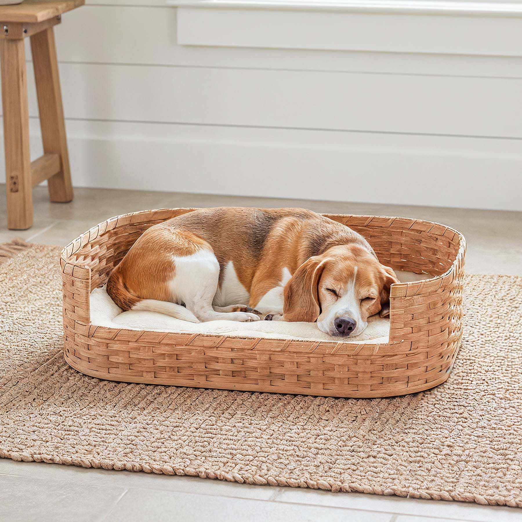 Medium Wicker Dog Bed | Amish Woven Pet Bed Basket Plain
