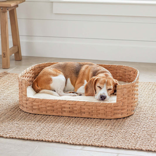 Medium Wicker Dog Bed | Amish Woven Pet Bed Basket Plain