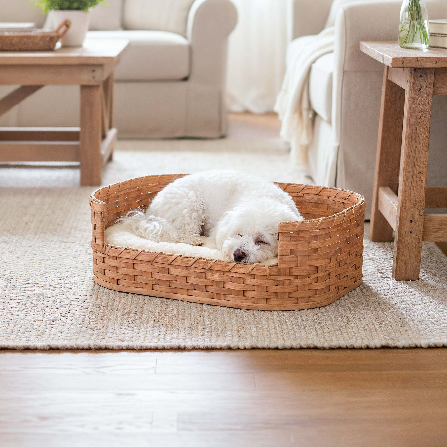 Small Wicker Dog Bed | Amish Woven Pet Bed Basket Plain