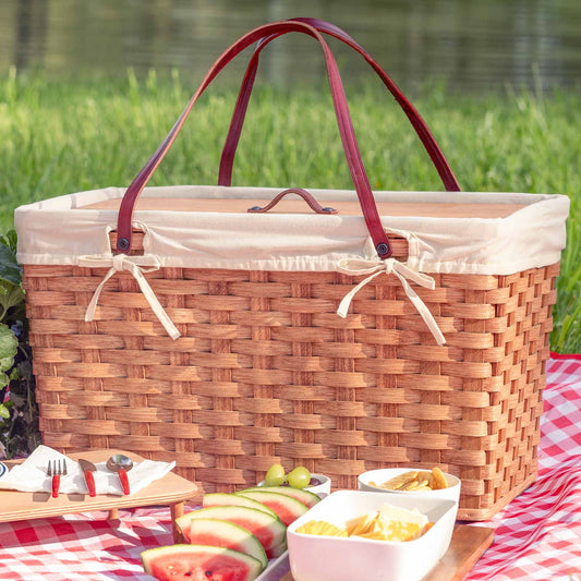 Extra-Large Picnic Basket | Giant Amish Woven Wicker Picnic Hamper Plain