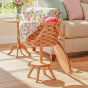 Antique Styled Sewing Basket | Amish Woven Wicker Organizer w/Stand Plain