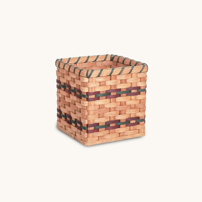 10” x 10” Cube Basket | Amish Woven Wicker Square Storage Basket Wine & Green