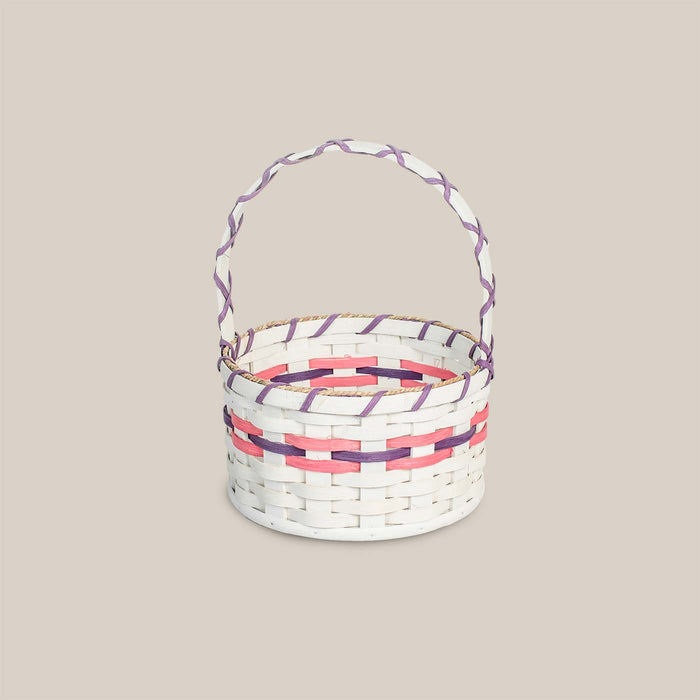 Small Round White Easter Basket | Vintage Farmhouse Amish Wicker