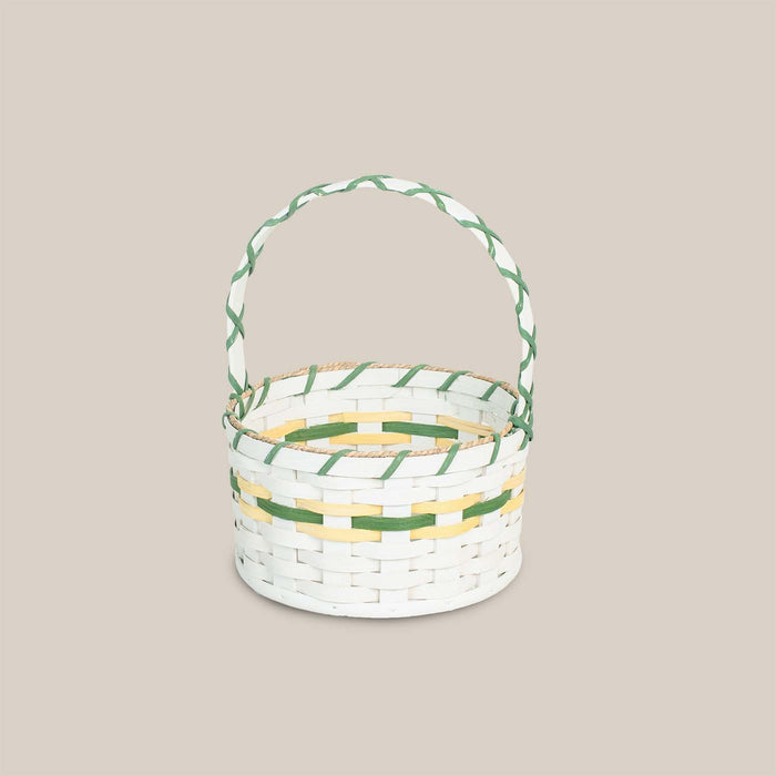 Small Round White Easter Basket | Vintage Farmhouse Amish Wicker