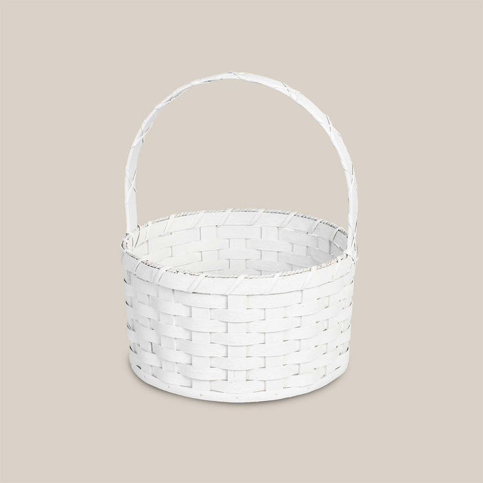Medium Round White Easter Basket | Traditional Amish Woven Wicker