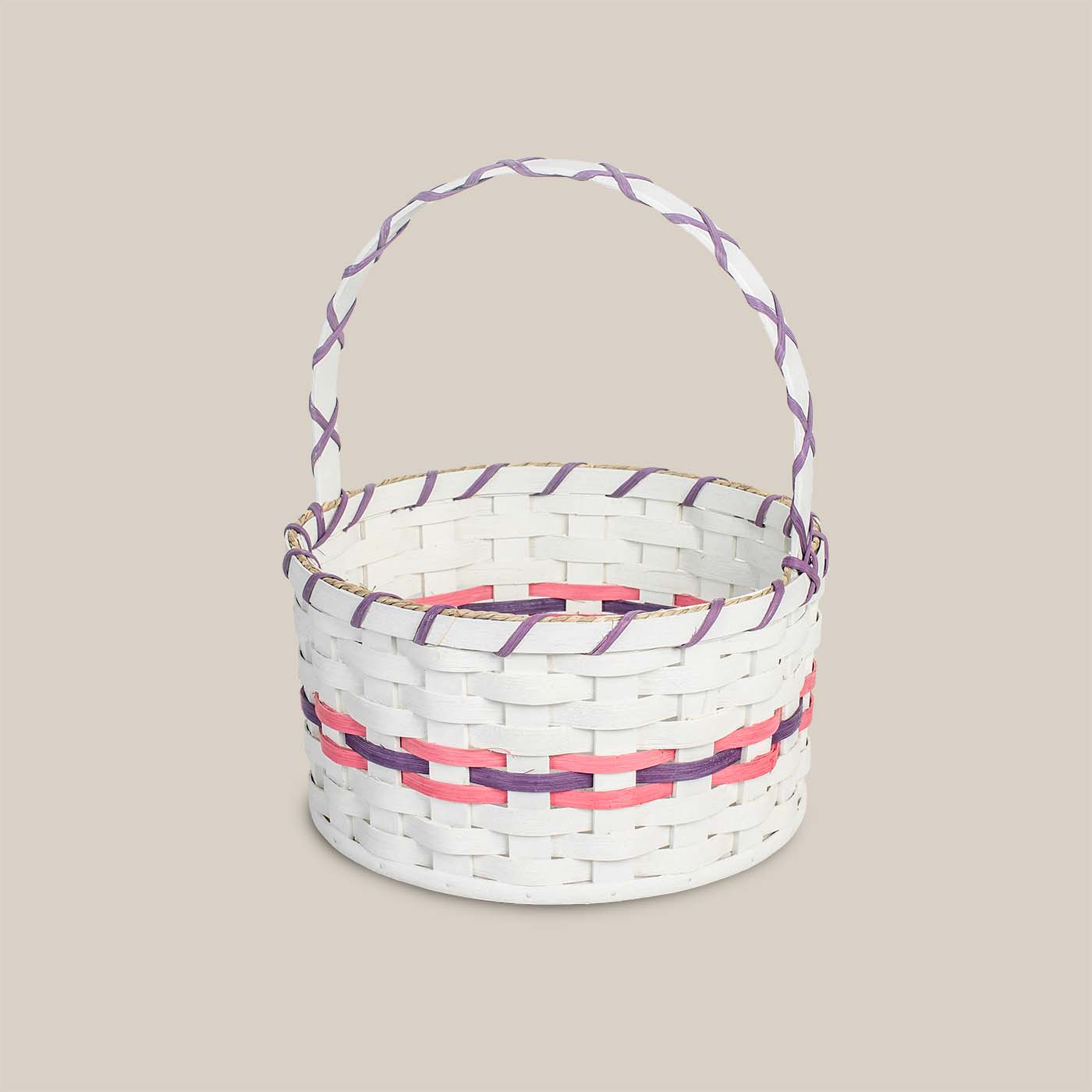 Medium Round White Easter Basket Traditional Amish Woven Wicker