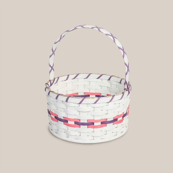 Medium Round White Easter Basket | Traditional Amish Woven Wicker