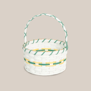 Medium Round White Easter Basket | Traditional Amish Woven Wicker