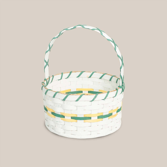 Medium Round White Easter Basket | Traditional Amish Woven Wicker