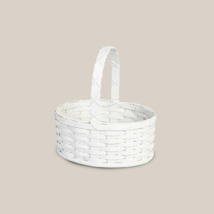 Small White Oval Easter Basket | Farmhouse Rustic Amish Wicker