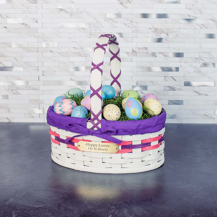 Small White Oval Easter Basket | Farmhouse Rustic Amish Wicker
