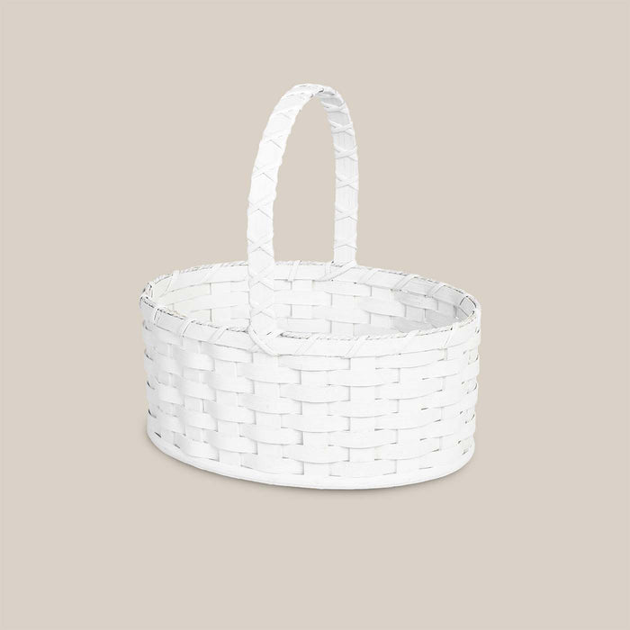 Medium White Oval Easter Basket | Farmhouse Decorative Amish Wicker