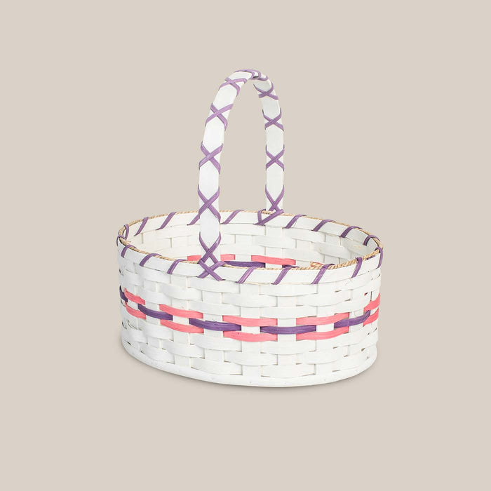 Medium White Oval Easter Basket | Farmhouse Decorative Amish Wicker