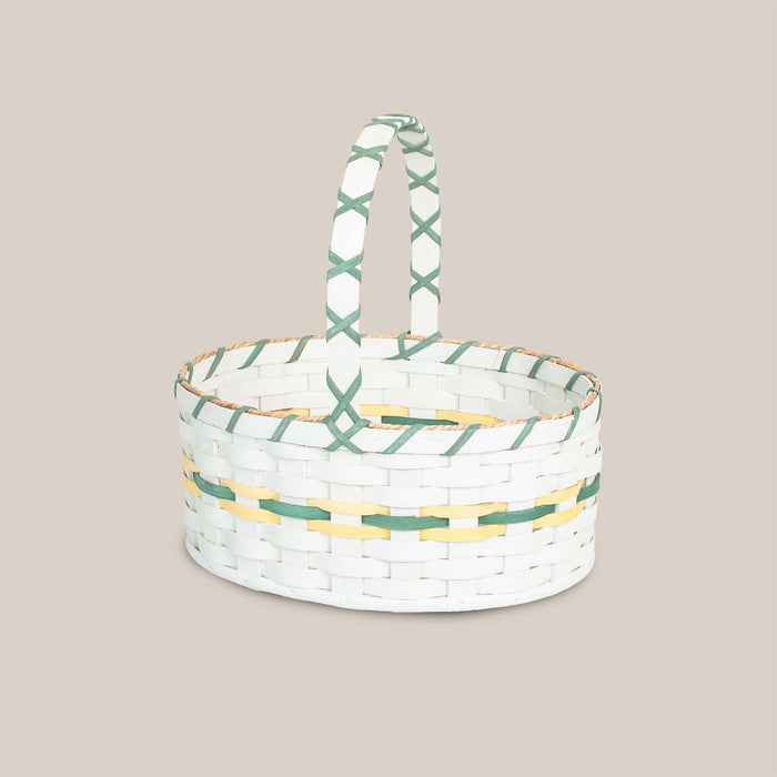 Medium White Oval Easter Basket | Farmhouse Decorative Amish Wicker