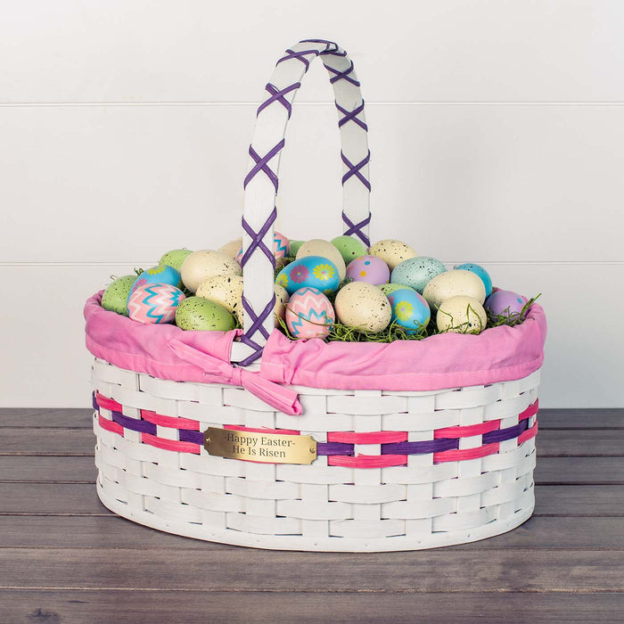 Large White Oval Easter Basket | Farmhouse Oversized Amish Wicker