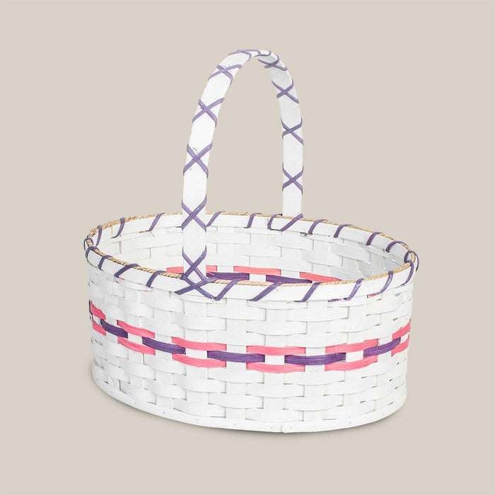 Large White Oval Easter Basket | Farmhouse Oversized Amish Wicker