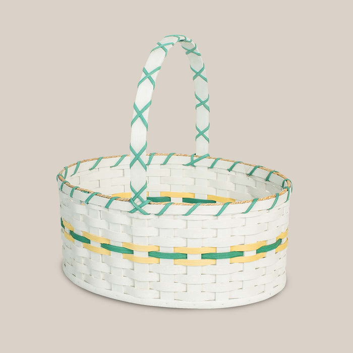 Large White Oval Easter Basket | Farmhouse Oversized Amish Wicker