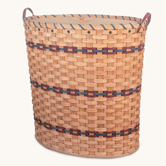 Oval Laundry Hamper With Lid |  Extra Large Amish Wicker Hamper Basket