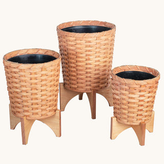 3-Piece Basket Planter Set | Round Woven Wicker Plant Baskets