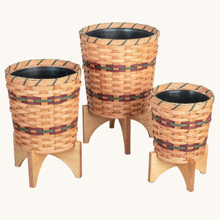 3-Piece Basket Planter Set | Round Woven Wicker Plant Baskets