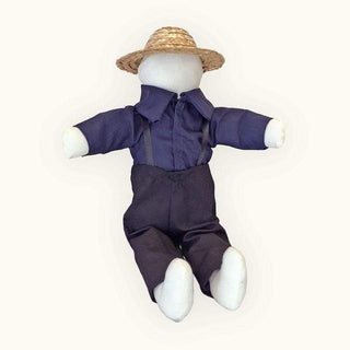 Amish Doll Traditional Boy Faceless Handmade 18” Tall Rag Doll Blue