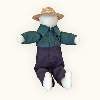 Amish Doll Traditional Boy Faceless Handmade 18” Tall Rag Doll Green