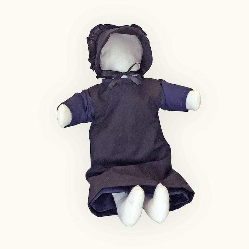 Amish Doll Traditional Girl Faceless Handmade 18” Tall Rag Doll Blue
