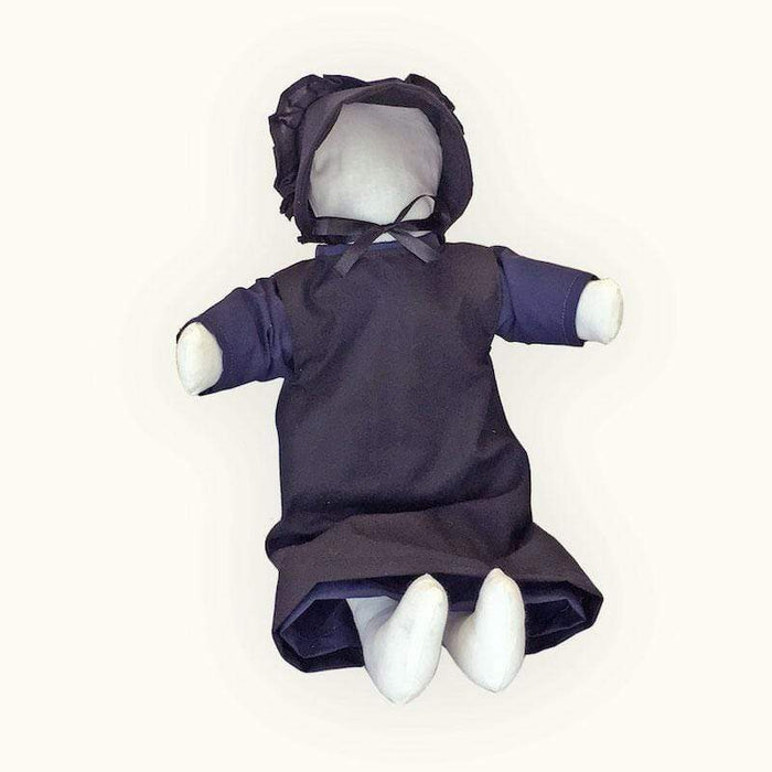 Amish Doll Traditional Girl Faceless Handmade 18” Tall Rag Doll Blue