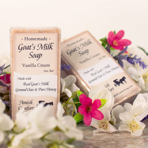 Vanilla Cream Natural Amish Goat Milk Soap | With Oats & Honey 2 Bars