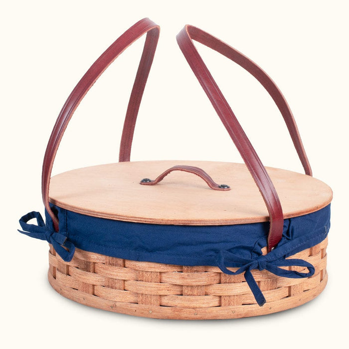 Amish Hand Sewn Basket Liner for Single Round Pie Carrier Blue