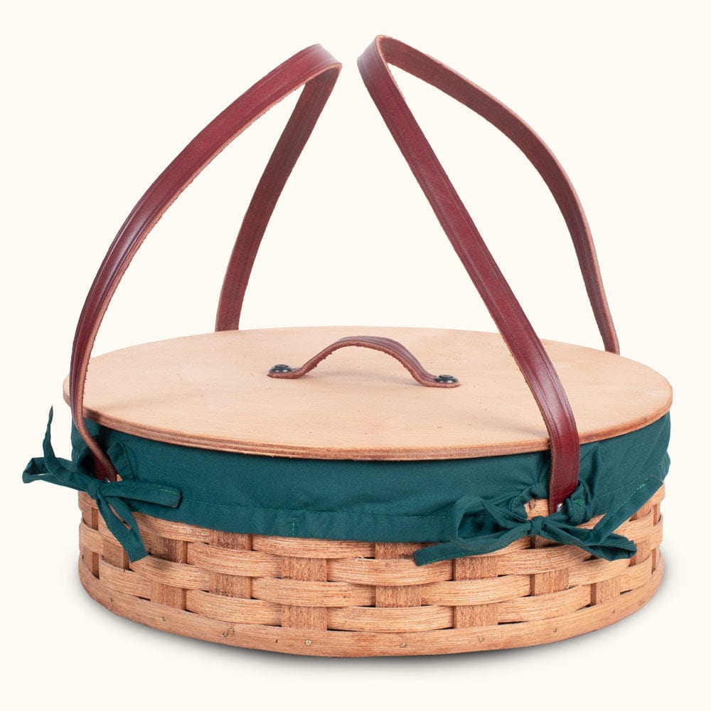 Amish Hand Sewn Basket Liner for Single Round Pie Carrier Green