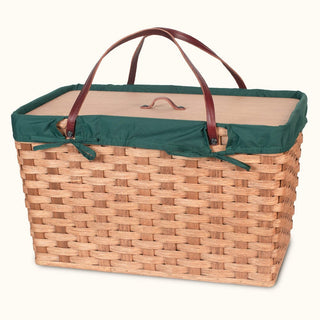Amish Hand Sewn Liner for Extra-Large Picnic Basket Green