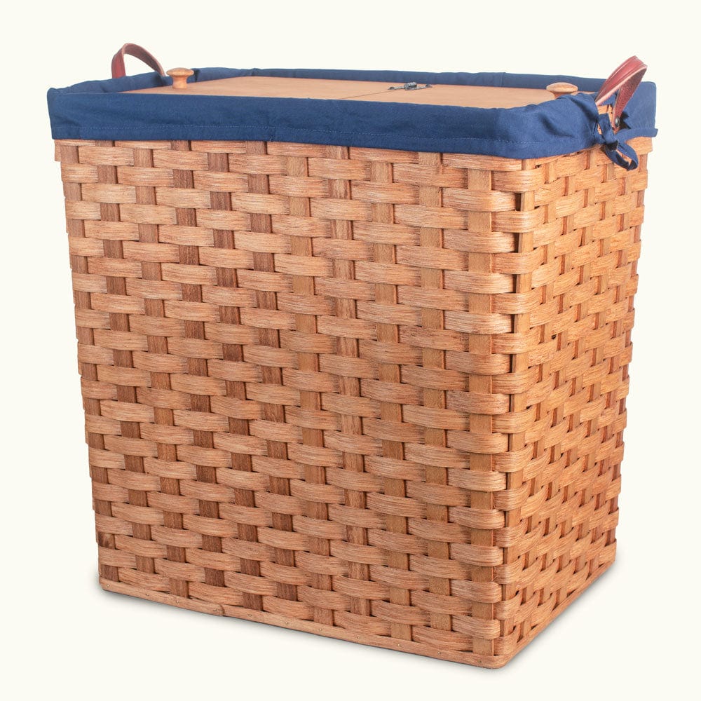 Amish Hand Sewn Liner for Large Square Hamper Blue