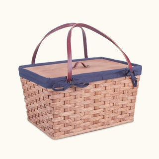 Amish Hand Sewn Liner for Traditional Picnic Basket Blue