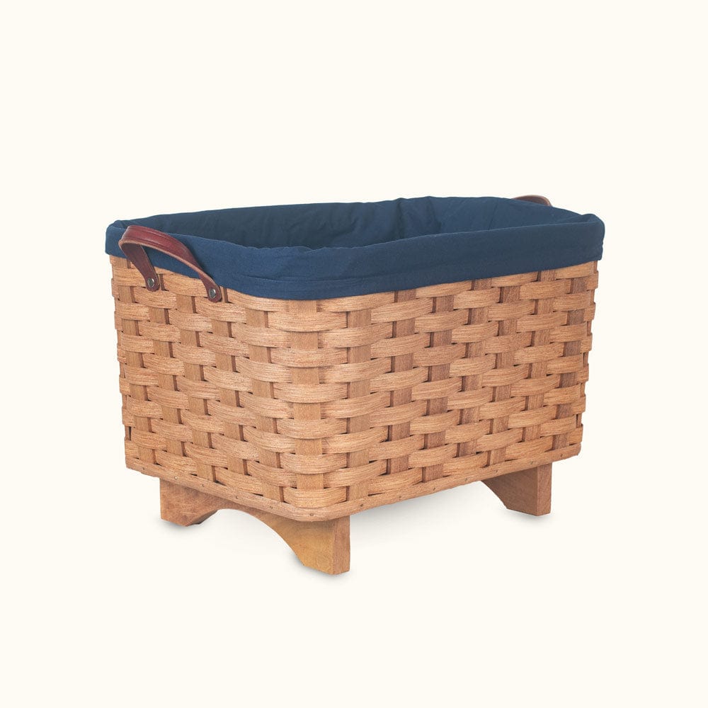 Cloth Liner For Fireplace Hearth & Large Magazine Basket Blue