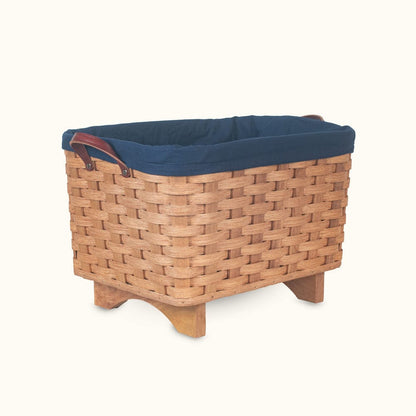 Cloth Liner For Fireplace Hearth & Large Magazine Basket Blue