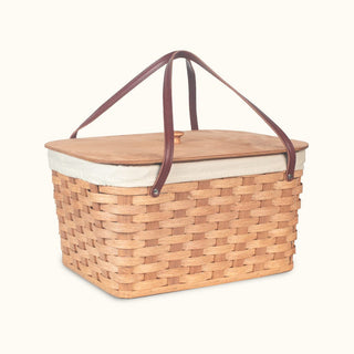 Hand Sewn Cloth Liner For Large Classic Picnic Basket Cream