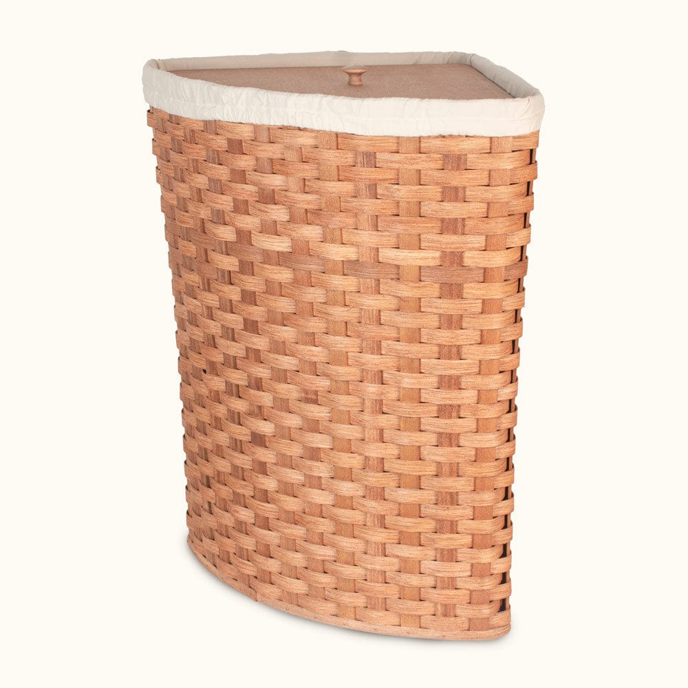 Hand Sewn Cloth Liner For Large Corner Hamper Basket Cream