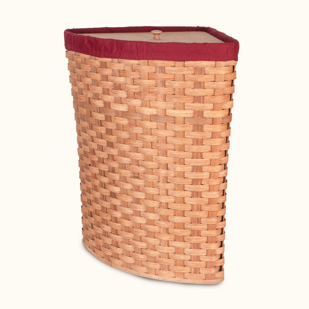 Hand Sewn Cloth Liner For Large Corner Hamper Basket Wine
