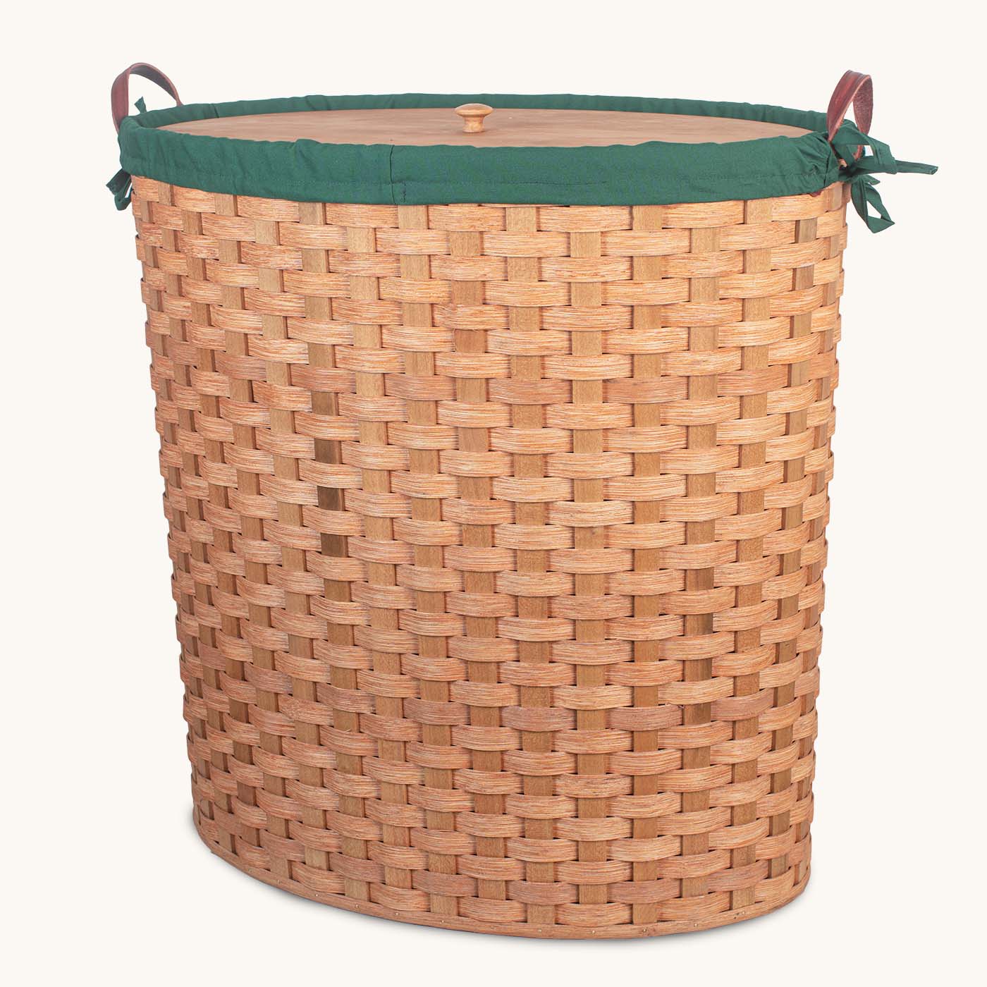 Oval Hamper Liner | Heavy Amish Hand Sewn Cloth Liner Green