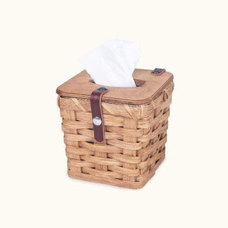 Amish Handmade Square Tissue Box Cover Basket Plain