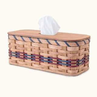 Amish Wicker Tank Topper Toilet Storage & Organizing Basket Wine & Blue