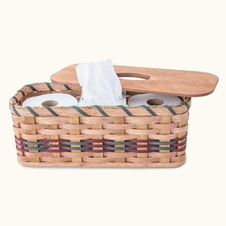 Amish Wicker Tank Topper Toilet Storage & Organizing Basket Wine & Green