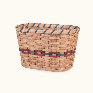 Large Front Bike Basket | Amish Wicker w/Quick Release Straps (Fits Small Dog) Wine & Blue