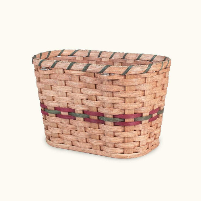 Large Front Bike Basket | Amish Wicker w/Quick Release Straps (Fits Small Dog) Wine & Green