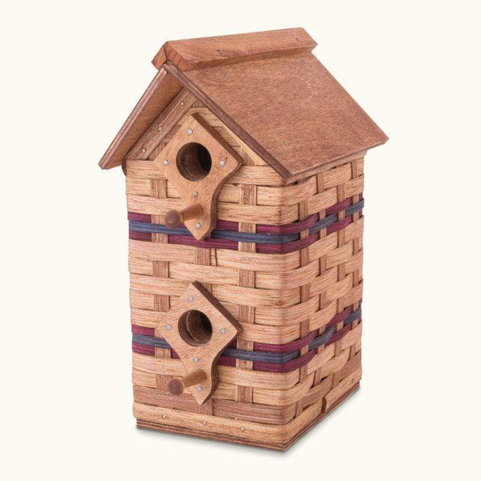 Two Story Vintage Wicker Amish Bird House: Decorative Cottage Design