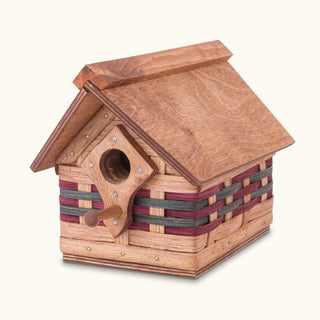 Vintage Wicker Amish Bird House: Rustic Wooden Cottage Design