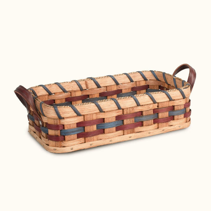 Amish Made Handwoven Bread Basket Wine & Blue